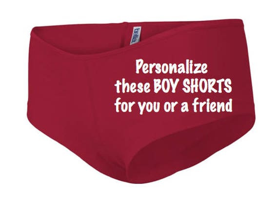 Personalize these red Boy Shorts for you or a friend * FAST SHIPPING * Custom birthday gift for her