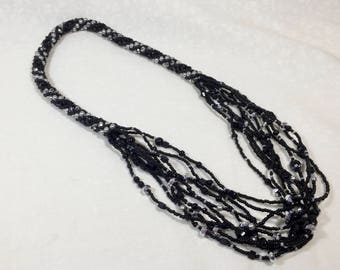Black and Silver Beaded Harmony Necklace