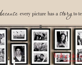 Family Wall Decal - because every picture has a story to tell - Family Room Decal - Family wall decal - Wallapalooza Wall Decals