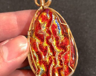 Iridescent fire dragon egg pendant