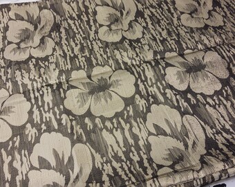 1.5 yards of 43-45" Black Gold Metallic Lame Floral Flower Fabric