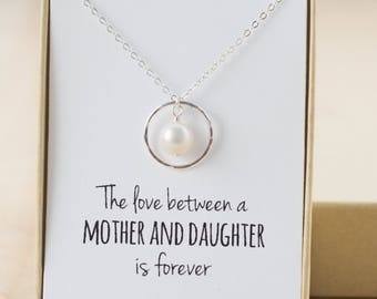 Mother of the Bride Necklace (silver eternity necklace with pearl)