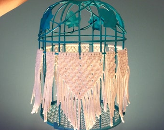 Turquoise Birdcage with Macrame Decoration