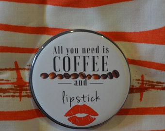 Coffee and Lipstick Compact Mirror