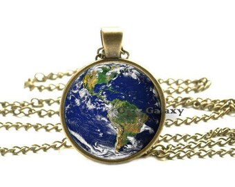 Earth Globe Pendant, Planet Jewelry