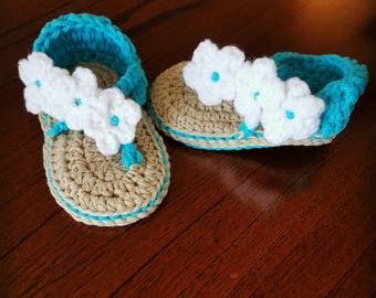 crochet baby sandles - crochet flowered sandles - baby shoes