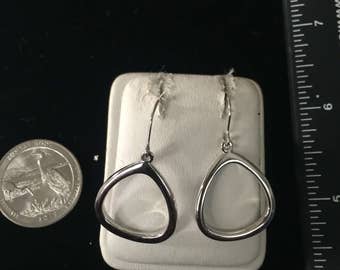 Vintage Sterling Silver Hollow Stirrup Earrings - AB