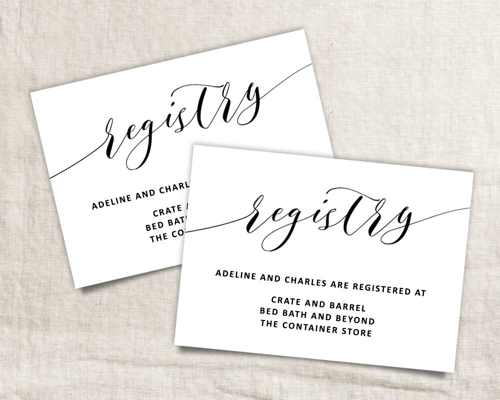 Printable Wedding Registry Card Wedding Info Card Template