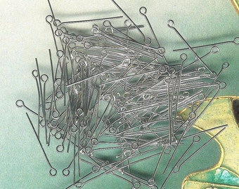 100pc-Antique Silver Eye Pins, Nickel Plated Eye Pins,1 inch Eye Pins