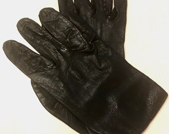 Vintage Black Soft Leather Gloves