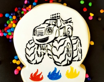 12 monster truck Paint your own monster truck cookies