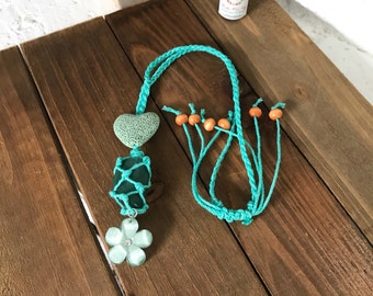 CAR DIFFUSER Essential Oils, Aromatherapy, Diffuser, Aroma Diffusing, Car Freshener, Aventurine Macrame, Lava Stone, Diffusing Oils,