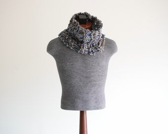 Mens Scarf Knit Scarf Mens Knitted Scarf Brown and Blue Scarf Mens Brown Scarf Accessories for Men