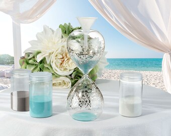 Wedding Sand Ceremony Kit, Unity Sand Hour Glass Shaped Vase Kit, Unity Ceremony Hour Glass Shape Vase, Sand and Funnel