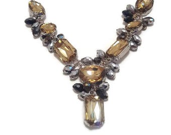 Crystal Bib Necklace - Crystal Statement Necklace - Statement Bib Necklace - Vintage Crystal Necklace - Vintage Bib Necklace - Bib Necklace