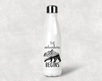 Adventure Begins Tumbler, Water Bottle, Hiking bottle, Mountain is calling, Mountain water bottle, Swell Inspired, Hike, camp