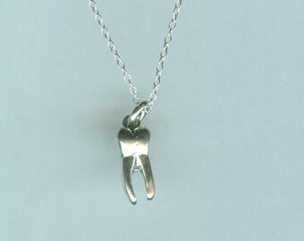 Sterling MOLAR TOOTH Pendant AND Chain