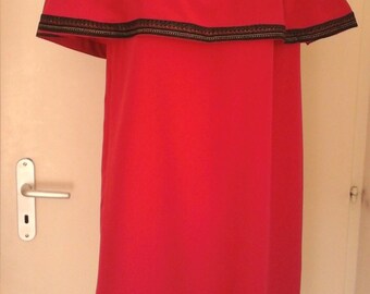 dress neckline vollant elasticated fuchsia pink