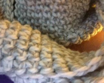 Homemade gray/white infinity scarf