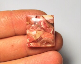 Natural Gemstone Rhodochrosite Pressed in Composite Rectangular shape Pink Color Ring size, 21.5x19x6 mm. 24.55 Cts.