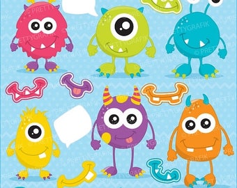 80% OFF SALE monster fun clipart commercial use, vector graphics, digital clip art, digital images - CL654