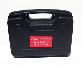 Ring Bearer Briefcase, Ring Bearer Gift, Ring Bearer Case, Ring Security, Wedding, Engraved Gift, Red Plate