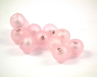 ♥X2 10mm♥ frosted pink glass bead