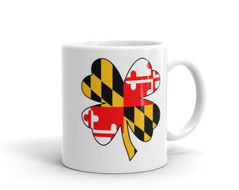 Maryland Flag 4 Leaf Clover 11oz Coffee Mug