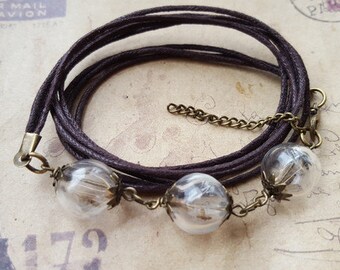 Bracelet with 3 dandelions glass balls