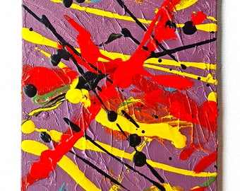 Violet Mood Abstract Art Painting on 5"x7" Canvas Board