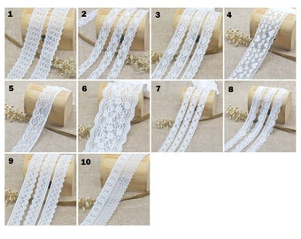 5 Yards White Elastic Stretch Lace Trim Ribbon Sewing Fabric DIY Decor Crafts