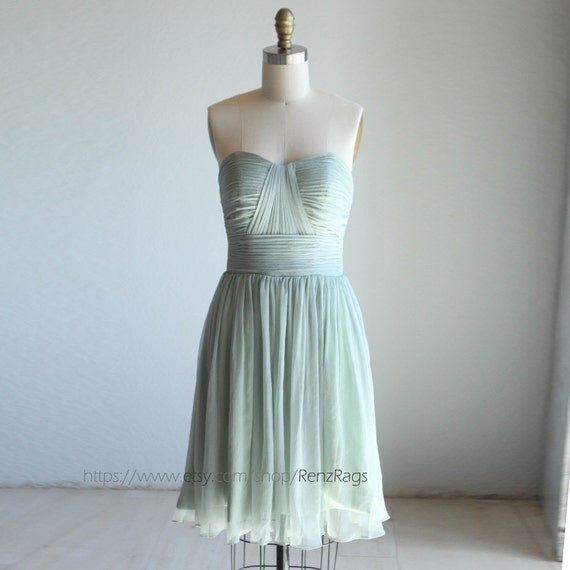 Dusty Mint Bridesmaid Dress Sweetheart Strapless Dress