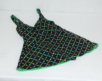 Vintage Gabar Women's One Piece Skirted Black Green Basket Floral Swimsuit