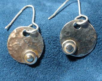 Sterling Silver Small Hammered Disk Earrings