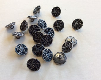 Vintage Lot of 21 Silver Tone Cut Steel Buttons Victorian Metal Antique Collection