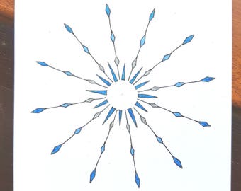 Ice Crystal Design, hand drawn greeting card