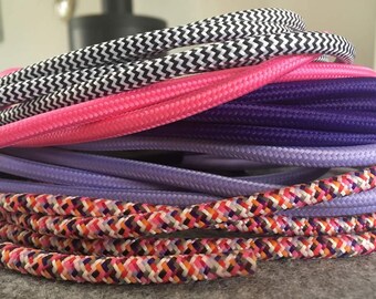 2 m textile cable with switch and plug
