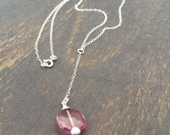 Pink Topaz Necklace - Pink Topaz Jewelry - Gemstone Jewellery - Sterling Silver Chain - Luxe - Pendant