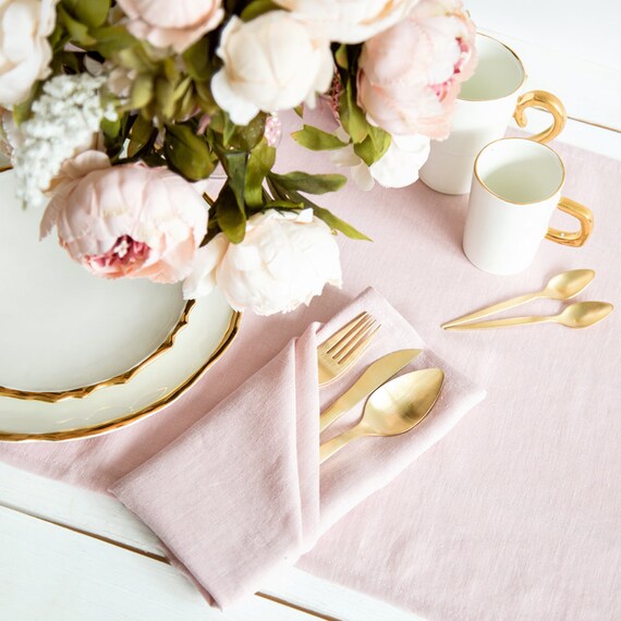 Softened Pink Linen Napkins set of 6 perfect as wedding