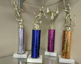 Star Column Trophy with Topper and Gold Nameplate