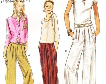 Sz 6/8/10/12 - Vogue Pants Pattern V8201 - Misses' Mock Fly, Pleated Pants with Carriers in 3 Variations and Lengths - Vogue Patterns
