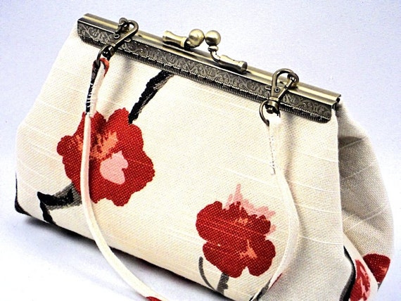 Clutch Purse Cherry Blossom & Cream Bridesmaid Clutch Bag