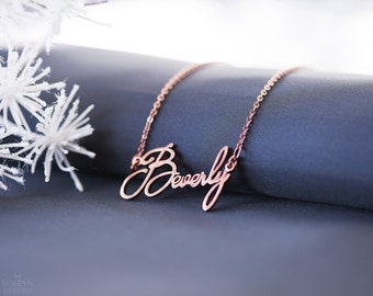 Rose Gold Name Necklaces -Custom Name Pendant -Personalized Necklaces Custom Mom Name Necklace, Handmade Necklace, Wedding Necklace