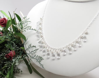 Bridal Necklace, Swarovski Pearls And Crystals Necklace, Crystal Necklace In Sterling Silver, Made By Keira's Crystal Creations