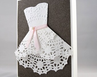 Doily Wedding Dress Card