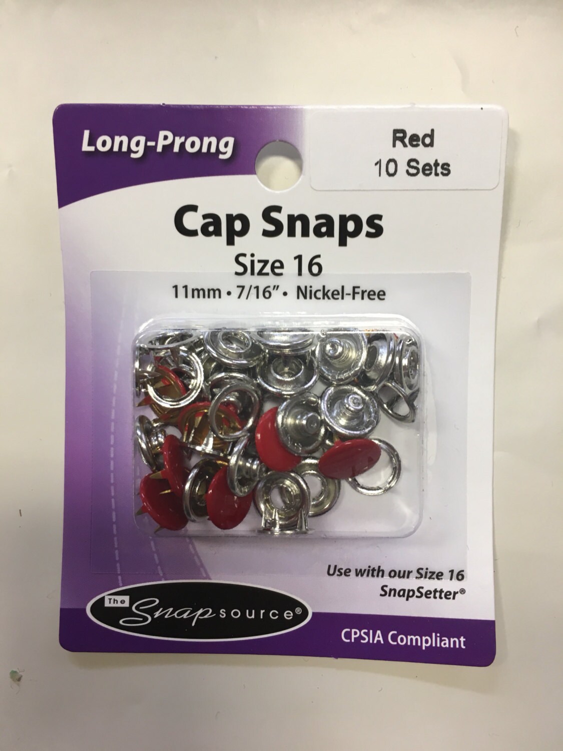 Red SnapsSize 16, Set of 10, Snap Source, Long Prong Cap Snaps from
