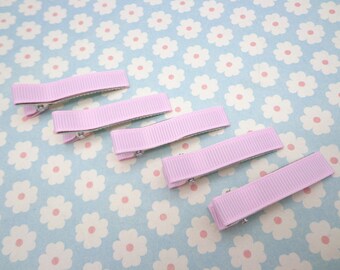 Sale--20 pcs girl hair clips light pink satin hair clips - girl barrettes