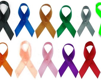 100 Satin Cancer Awareness Ribbon With Safety Pins