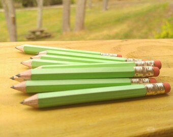 72 Mint Green Mini short half Hexagon Golf #2 Pencils With erasers Pre-Sharpened Made In the USA - Non Toxic Latex Free Express PencilsTM
