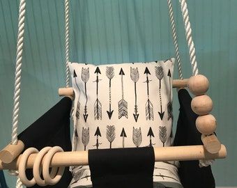 Baby Swing Arrow Swing Toddler Swing Black canvas swing 1st birthday Baby shower